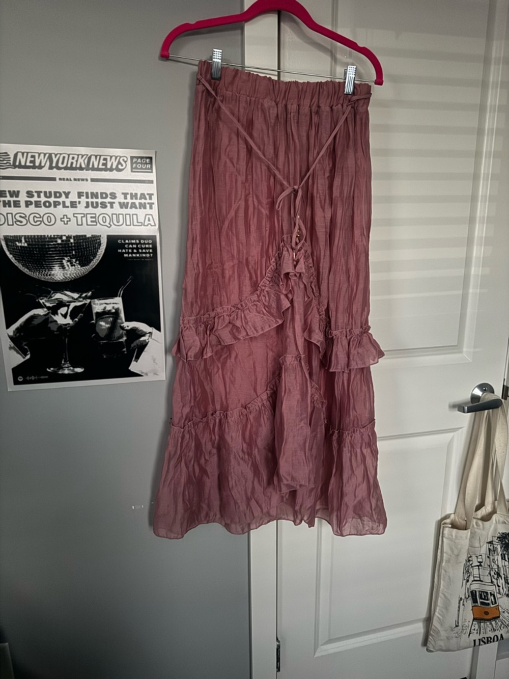 ZARA Tiered Pink Flow Skirt